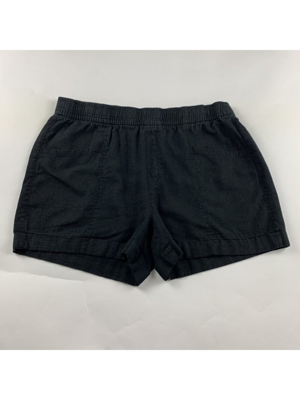 Old Navy Black Linen Blend High Rise Pull On Shorts M